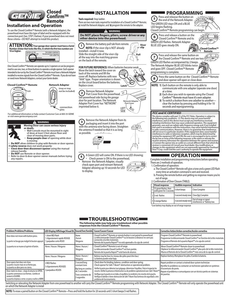 Genie Confirm Mode d'emploi