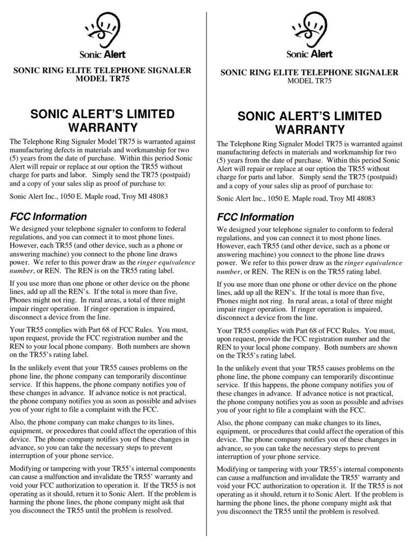 Sonic Alert TR75 Manuel utilisateur