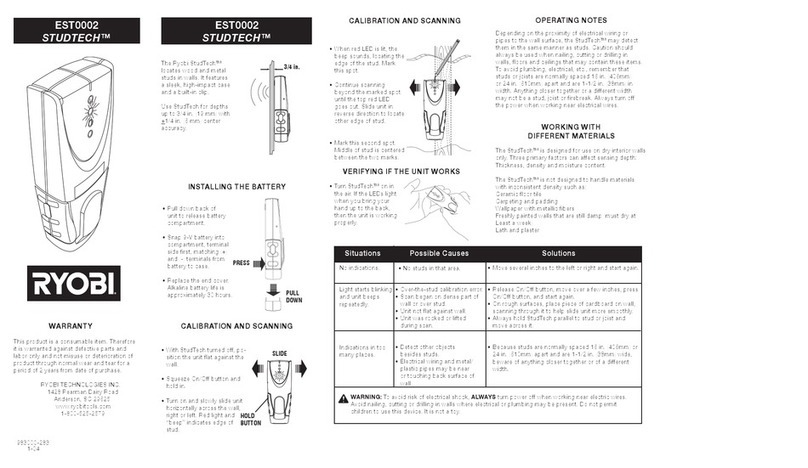 Ryobi EST0002 STUDTECH Manuel utilisateur Ryobi EST0002 STUDTECH Manuel utilisateur