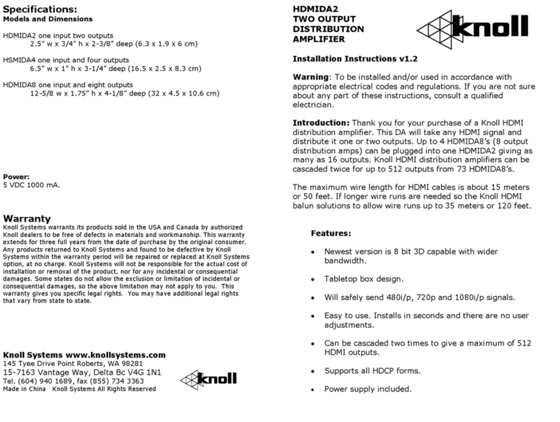 Knoll HDMIDA2 Manuel utilisateur