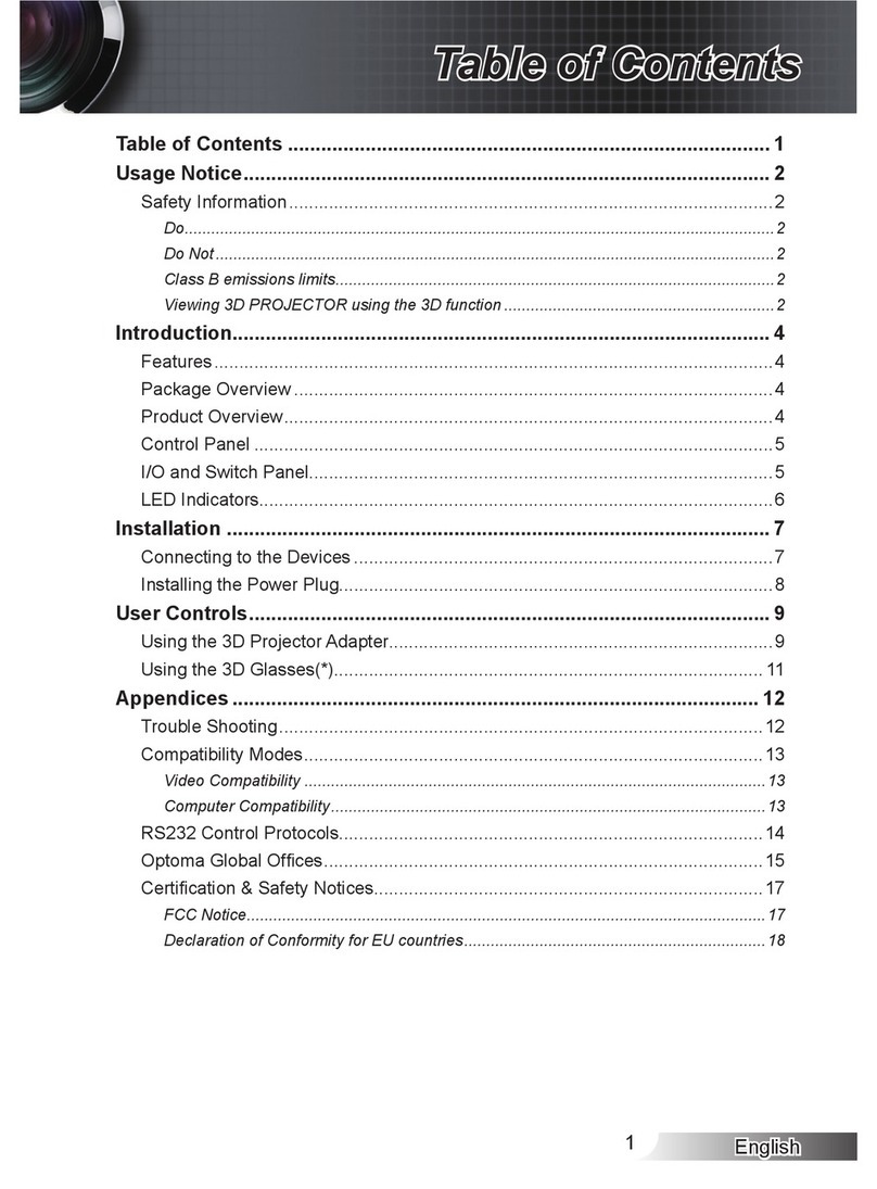 Optoma Projector Manuel utilisateur