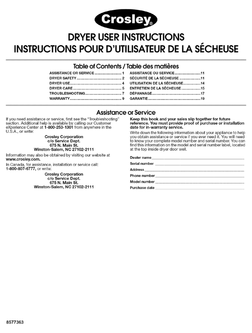 Crosley YCEDS563SQ0 Manuel utilisateur