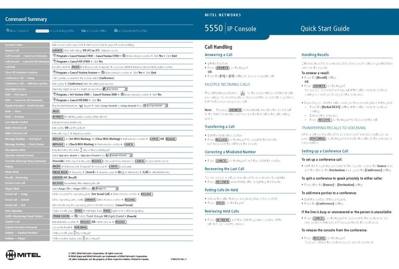 Mitel 5550 Manuel utilisateur
