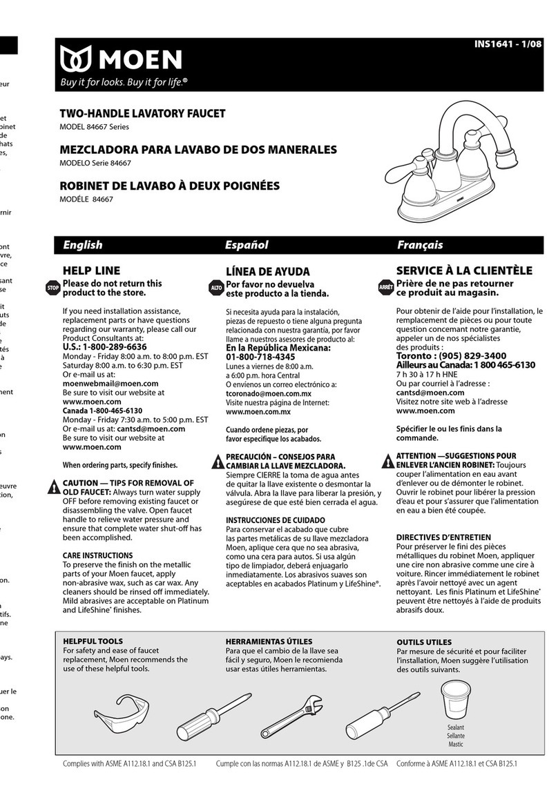 Moen 84667 Series Manuel utilisateur Moen 84667 Series Manuel utilisateur