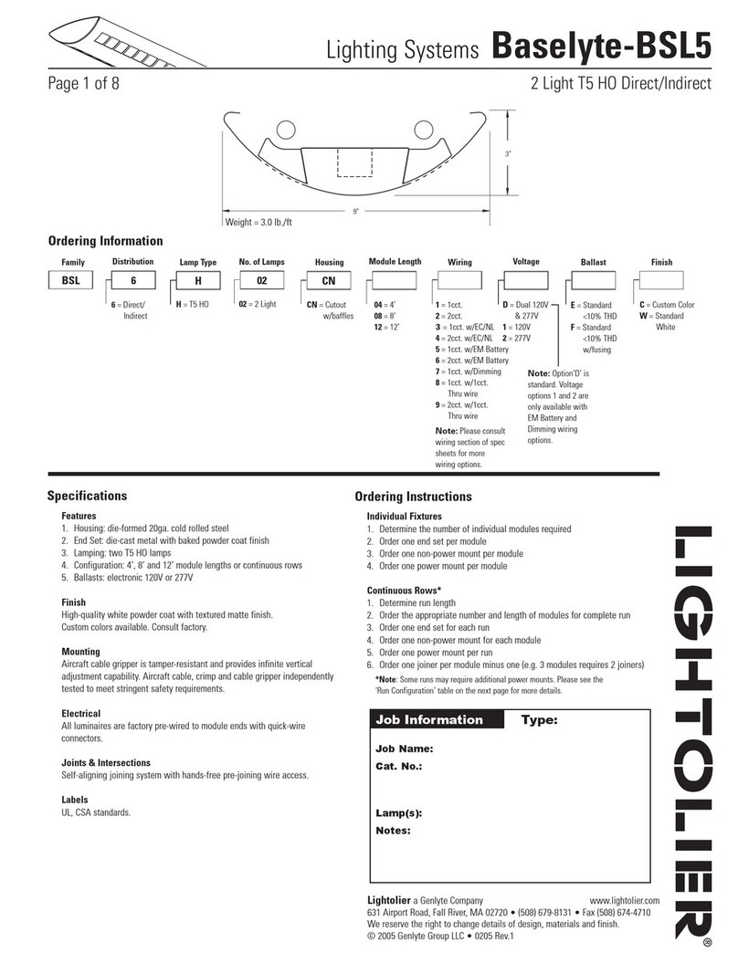 Lightolier Lighting Systems Baselyte-BSL5 Manuel utilisateur