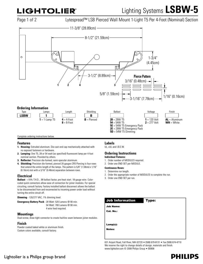 Lightolier Lighting Systems LSBW-5 Manuel utilisateur