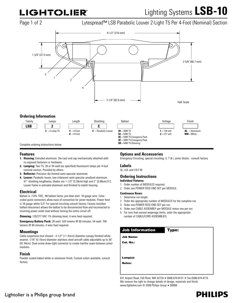 Lightolier Lighting Systems LSB-10 Manuel utilisateur