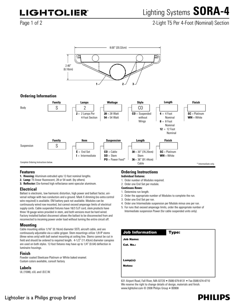 Lightolier Lighting Systems SORA-4 Manuel utilisateur