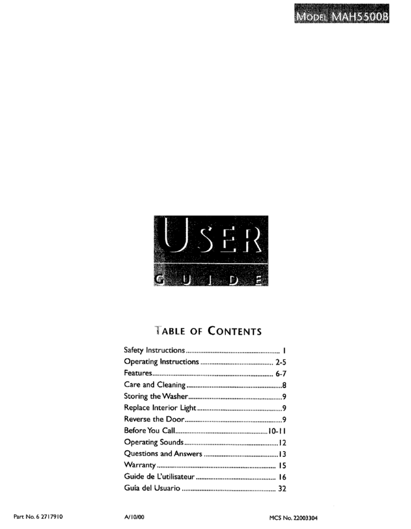 Maytag MAH5500B Manuel utilisateur Maytag MAH5500B Manuel utilisateur