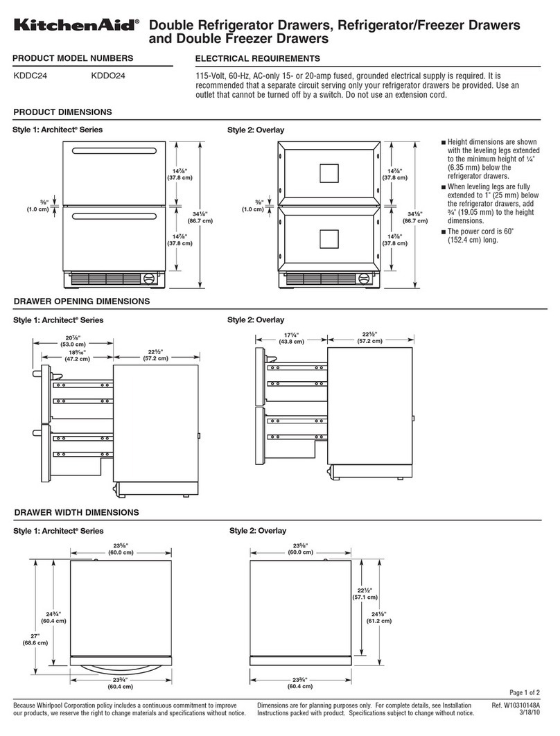 KitchenAid KDDC24RVS - 24" Double Drawer Refrigerator Manuel utilisateur KitchenAid KDDC24RVS - 24" Double Drawer Refrigerator Manuel utilisateur