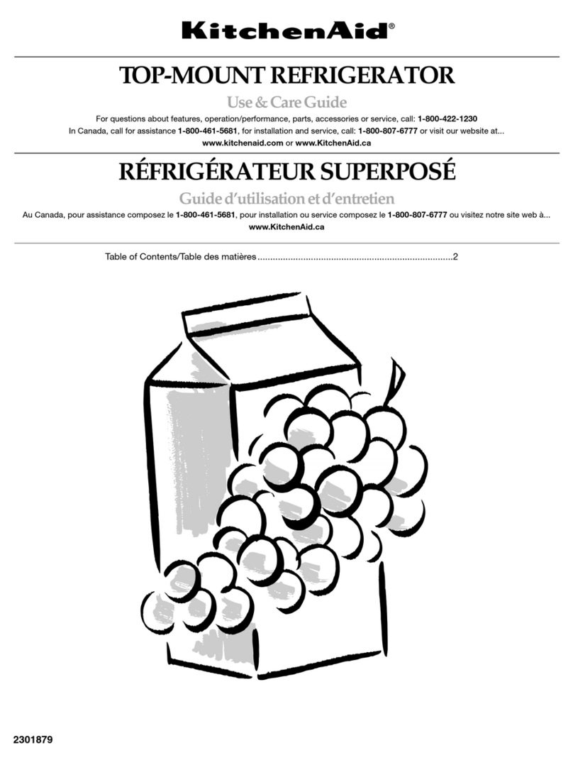 KitchenAid KitchenAid TOP-MOUNT REFRIGERATOR Manuel utilisateur