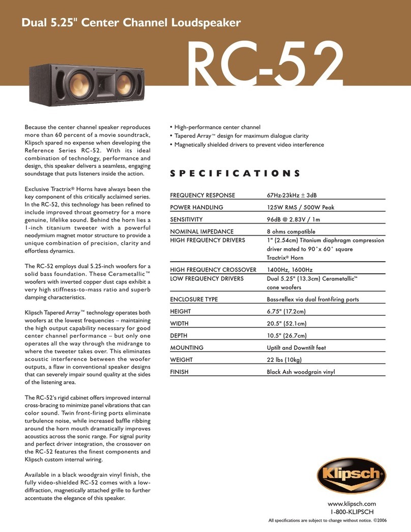 Klipsch Reference Series RC-52 Manuel utilisateur