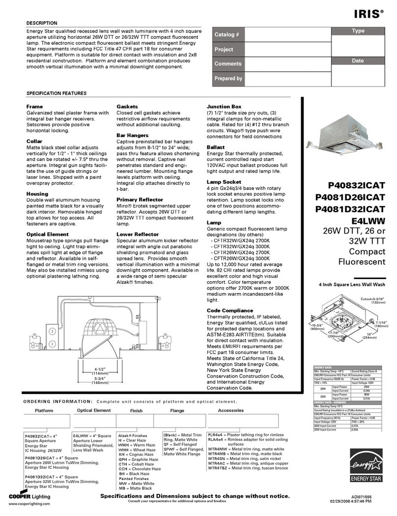 Cooper Lighting E4LWW Manuel utilisateur