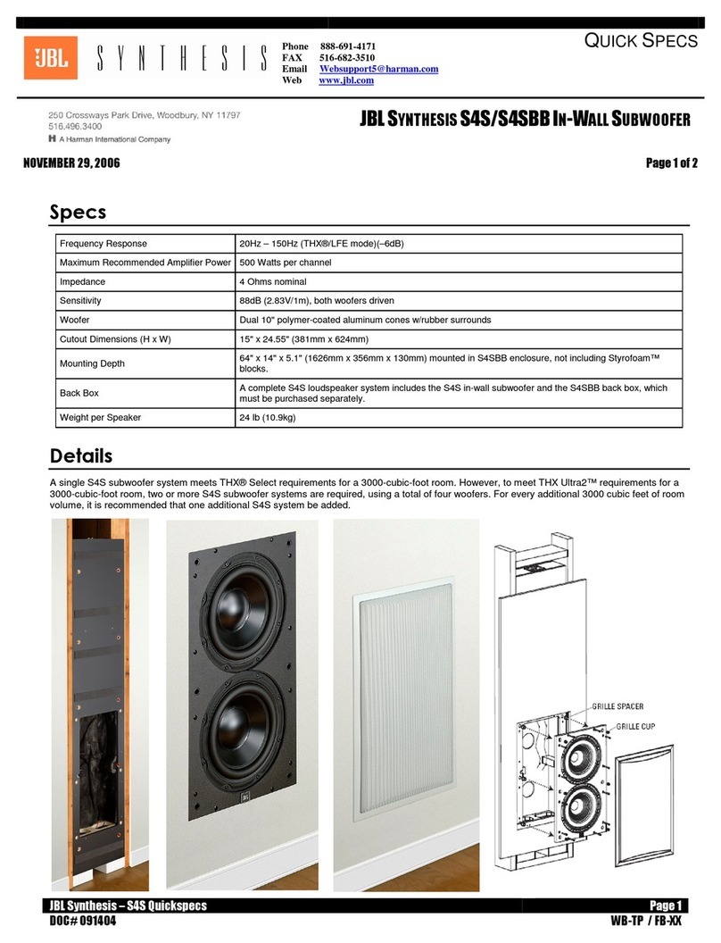 JBL Synthesis Four S4S Manuel utilisateur