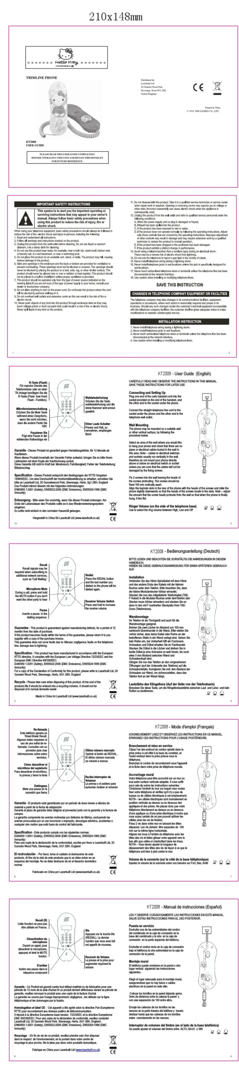 Hello Kitty Hello Kitty KT2008 Manuel utilisateur