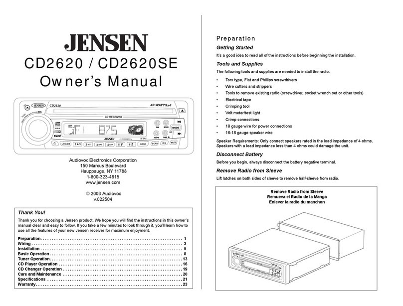 Jensen CD2620 Manuel utilisateur