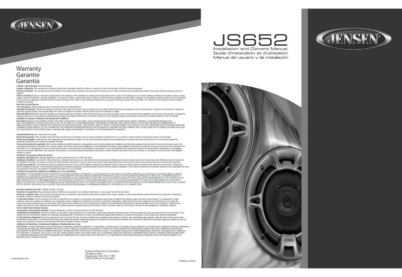 Jensen JS652 Instructions d'installation
