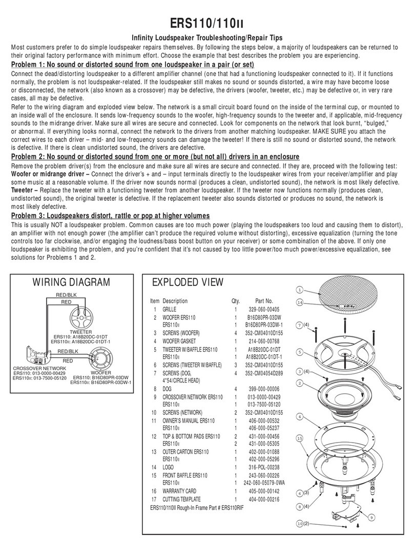 Infinity ERS110 Instructions de montage Infinity ERS110 Instructions de montage