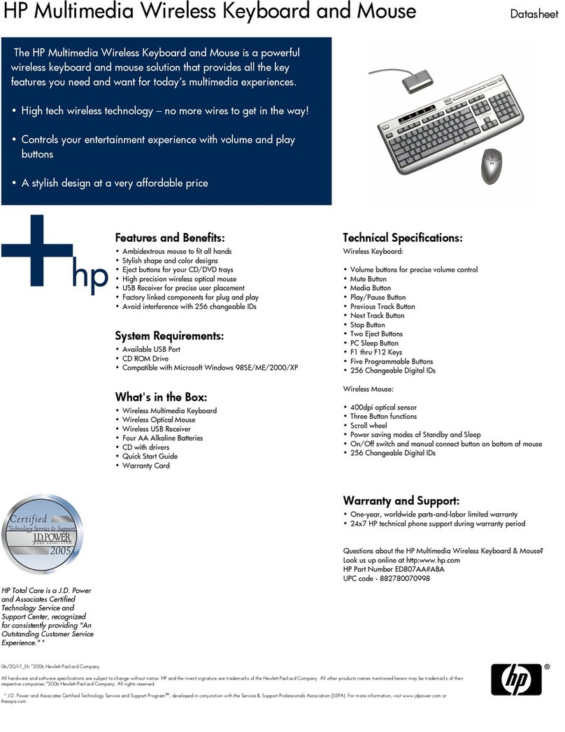 HP Keyboard and Mouse Manuel utilisateur
