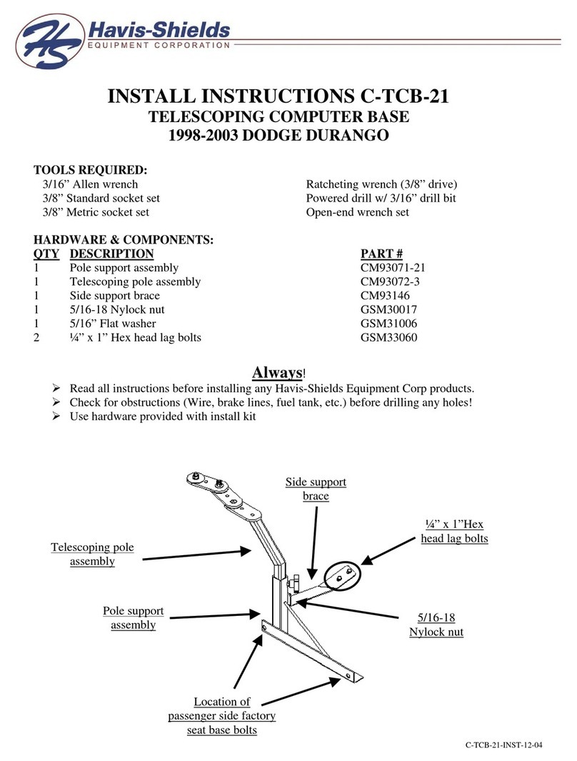 Havis-Shields Telescoping Computer Base C-TCB-21 Guide de configuration Havis-Shields Telescoping Computer Base C-TCB-21 Guide de configuration