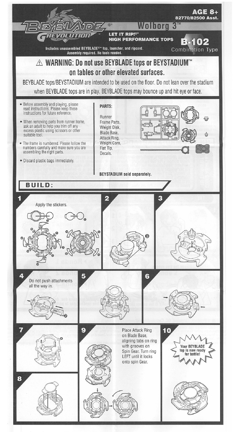 Hasbro Beyblade Grevolution 82770 Manuel utilisateur Hasbro Beyblade Grevolution 82770 Manuel utilisateur