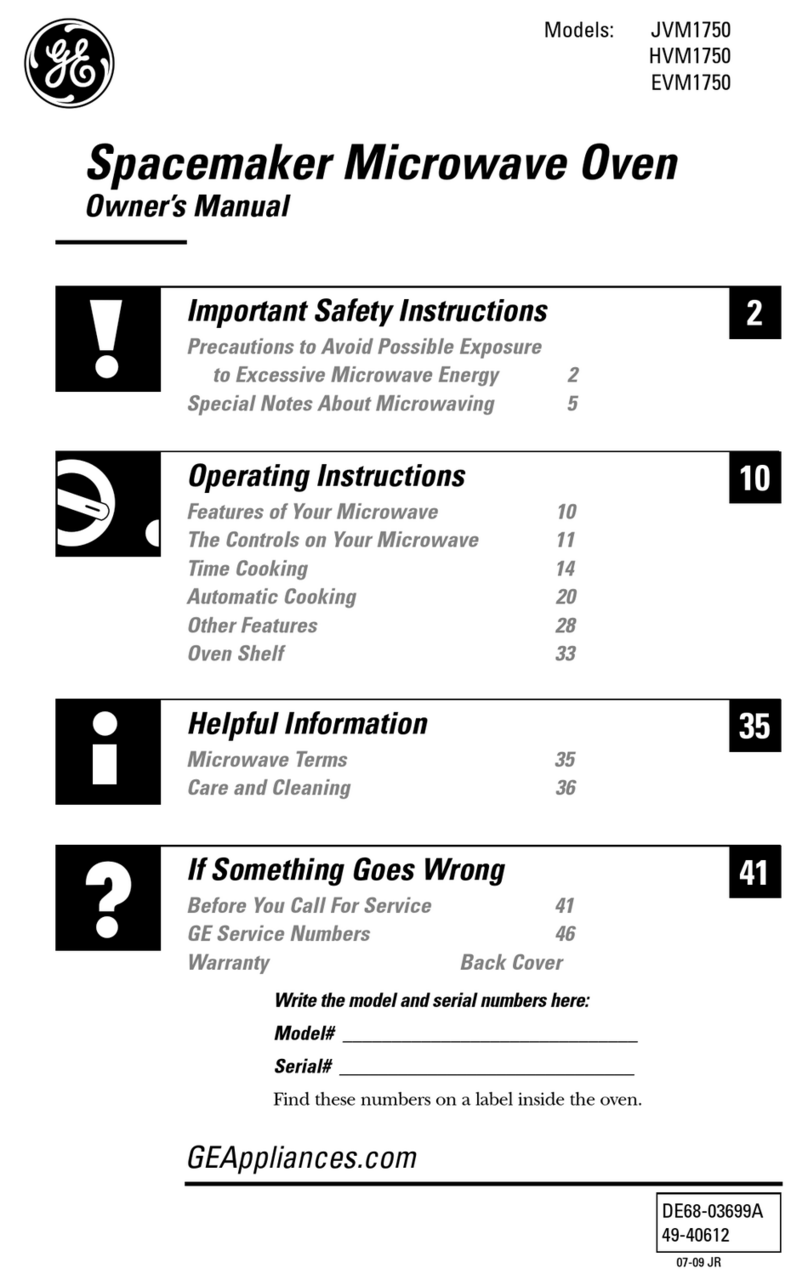GE Spacemaker 49-40612 Manuel utilisateur