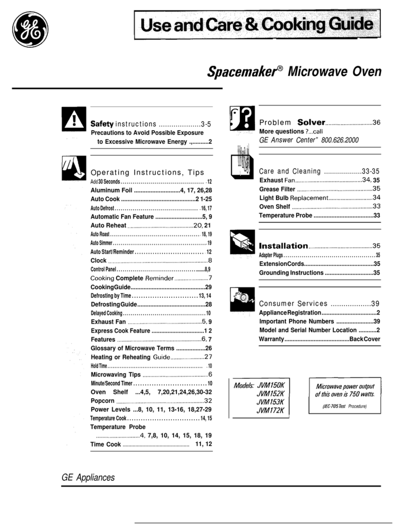 GE Spacemaker JVM150K Manuel d'utilisation et d'entretien