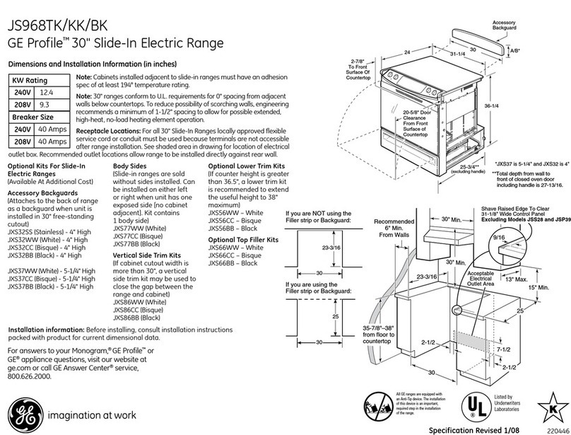 GE JS968TKWW - ProfileTM 30" Slide-In Electric... Manuel