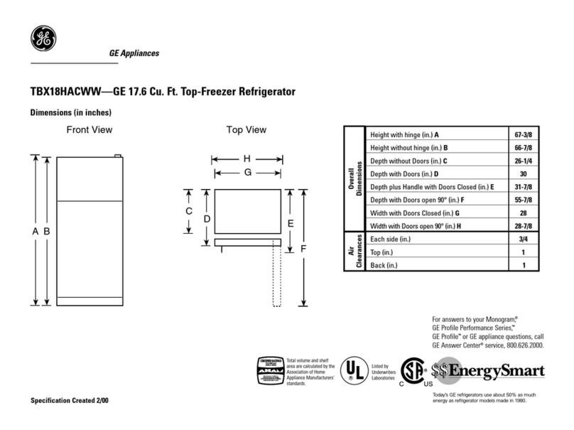 GE TBX18HACAA Instructions d'utilisation GE TBX18HACAA Instructions d'utilisation