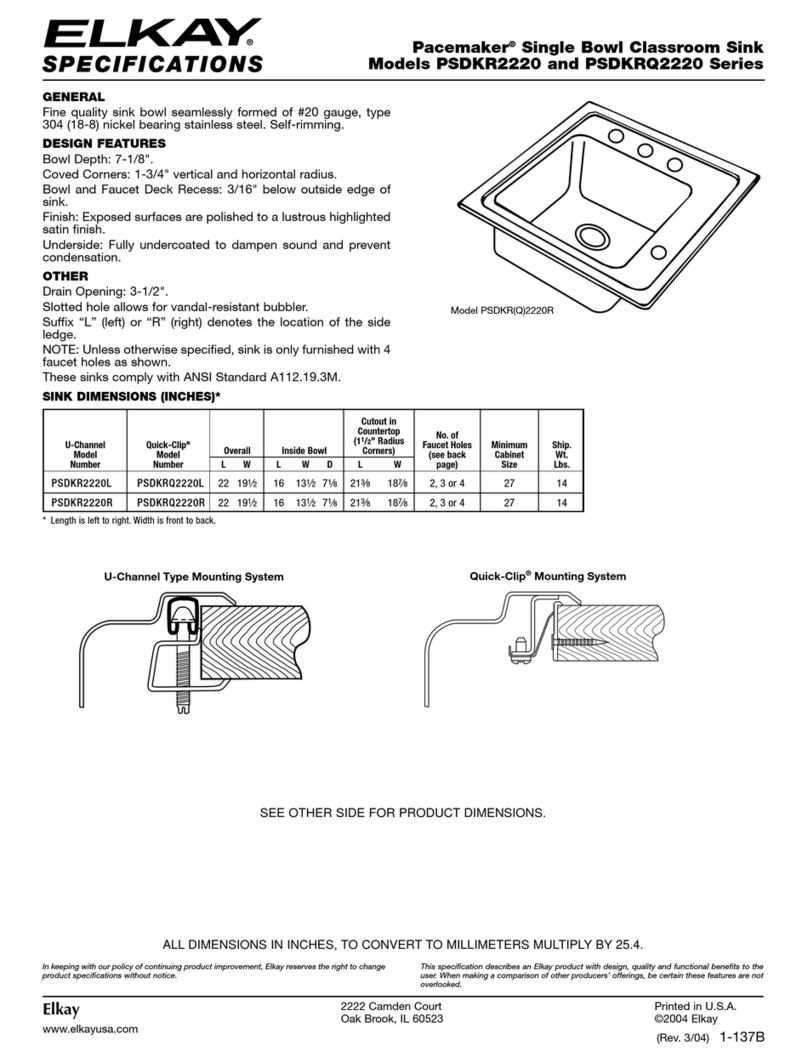 Elkay PSDKR2220 Manuel utilisateur