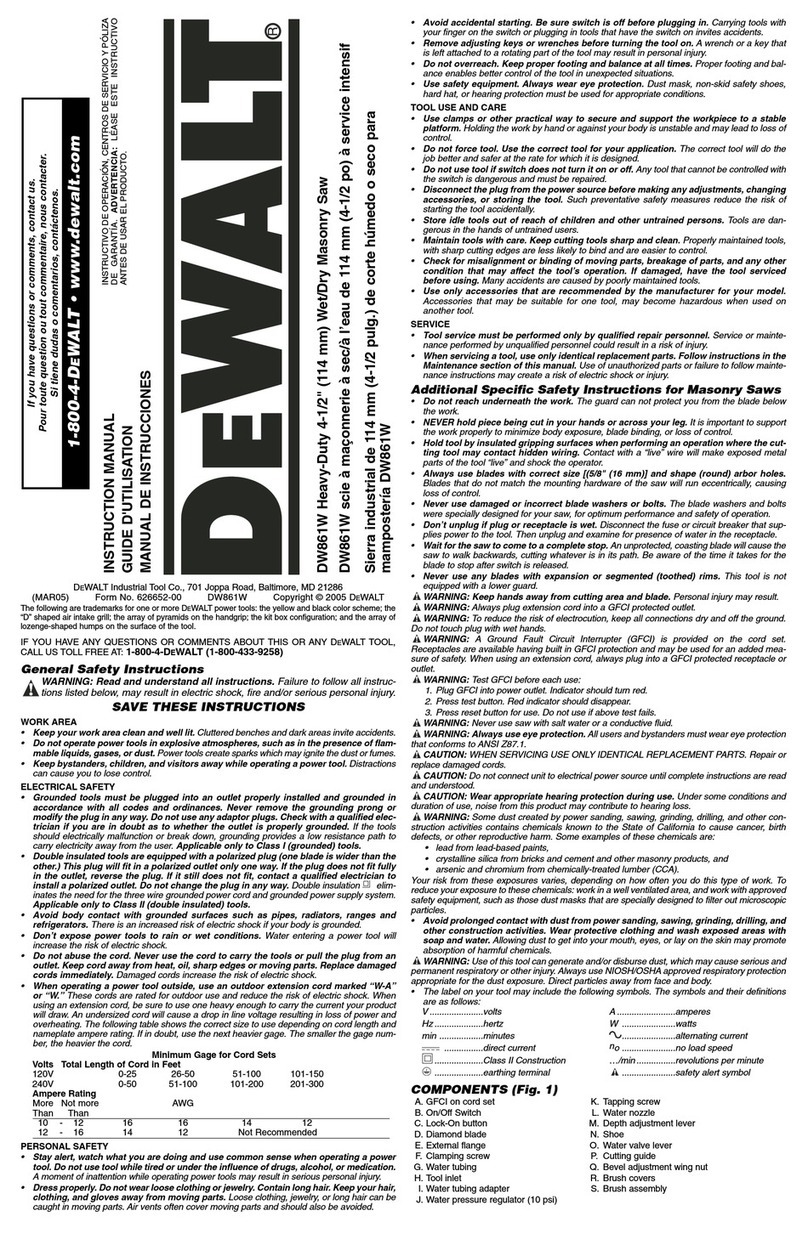 DeWalt DW861W Manuel utilisateur