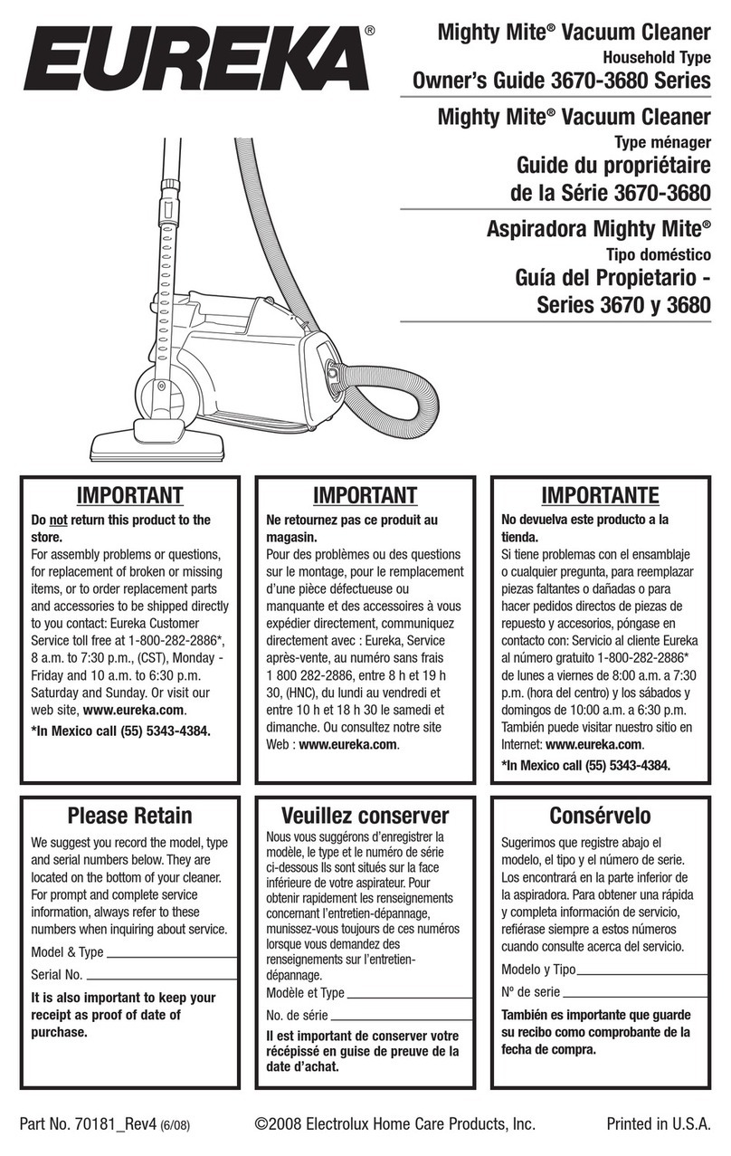 Eureka 3670 Series Manuel utilisateur