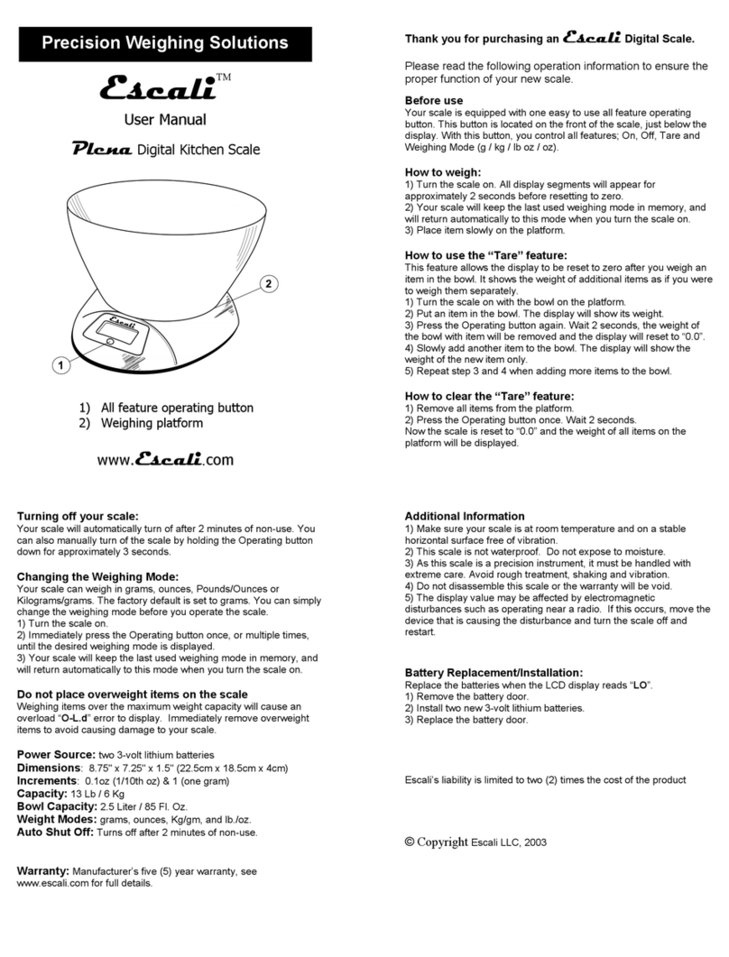 Escali Plena Manuel utilisateur