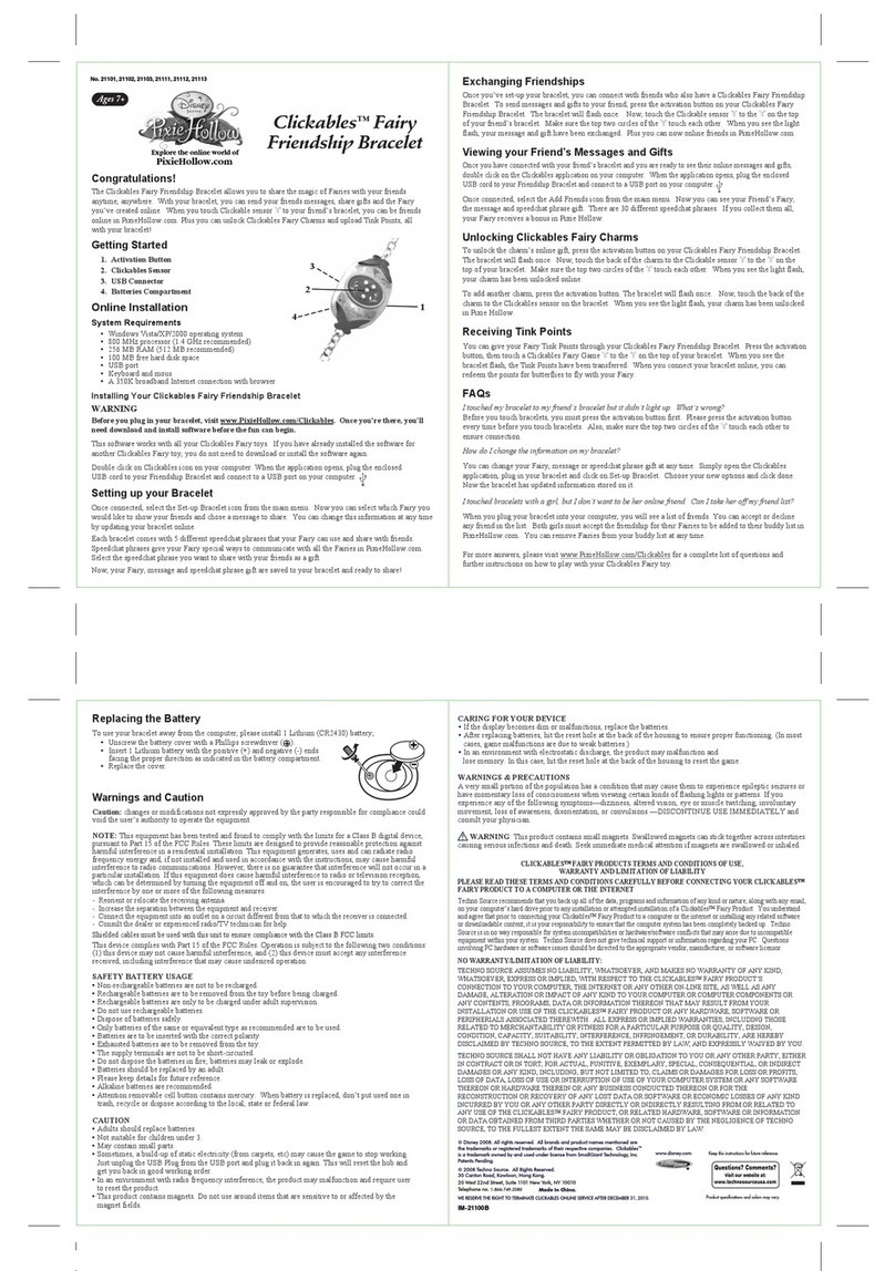 Techno Source Clickables 21101 Manuel utilisateur