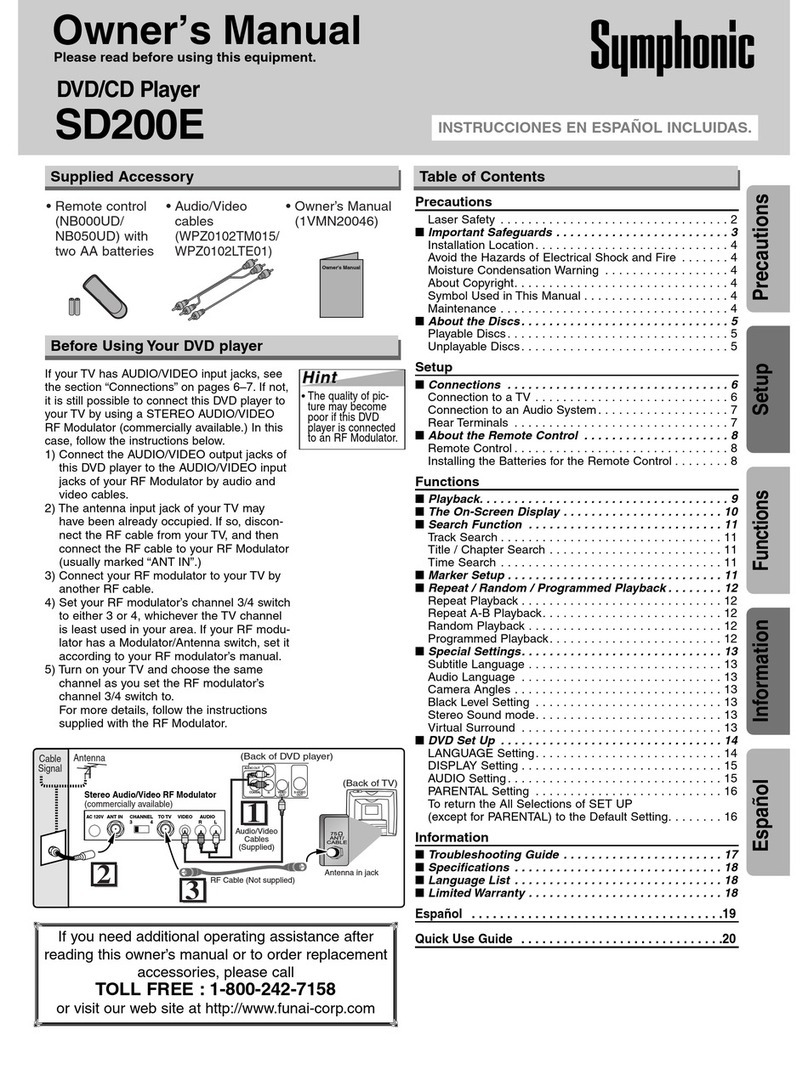 Symphonic SD200E Manuel utilisateur