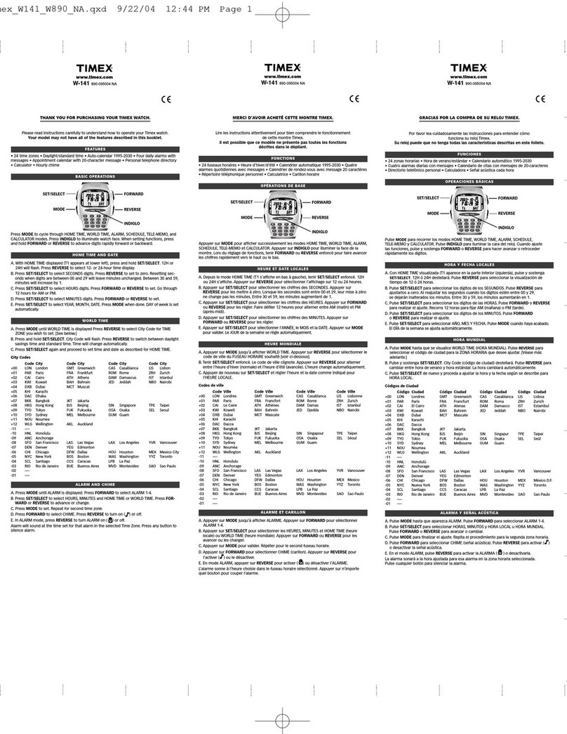 Timex W-141 Manuel utilisateur