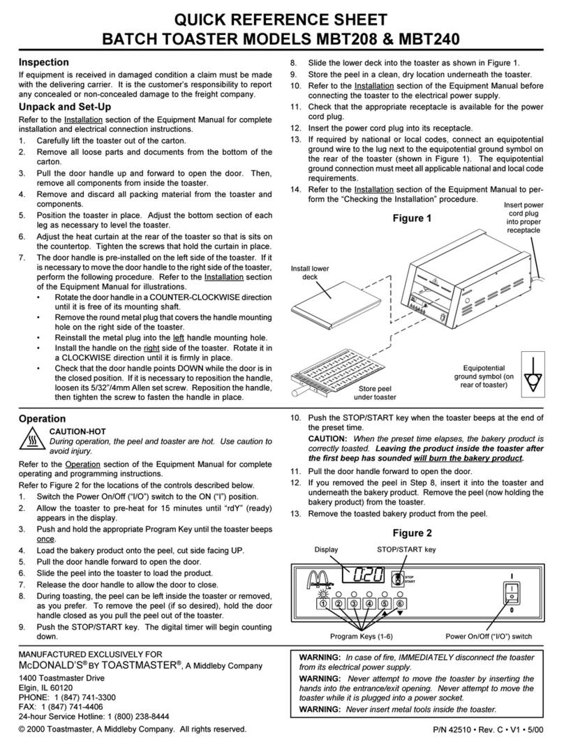 Toastmaster MBT208 Manuel utilisateur