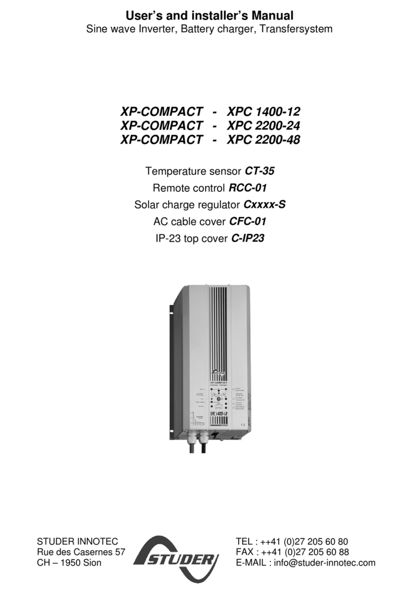 Studer Cable Cover CFC-01 Manuel d'utilisation et d'entretien