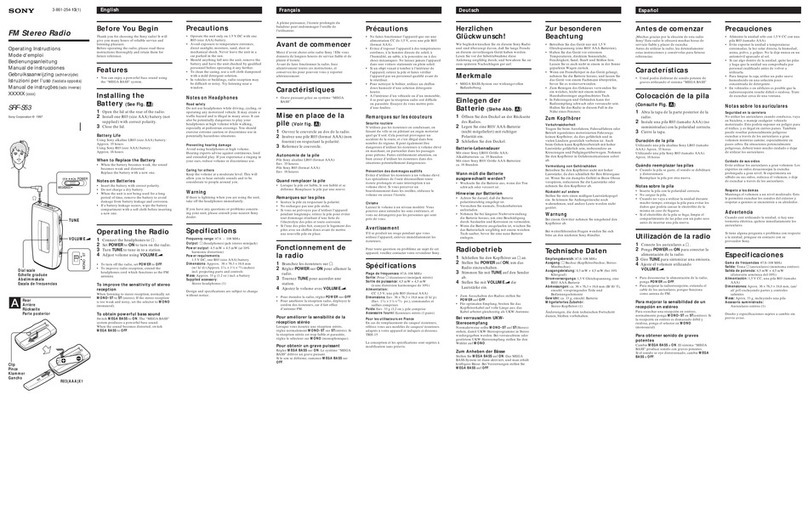 Sony SRF-S53 Manuel utilisateur