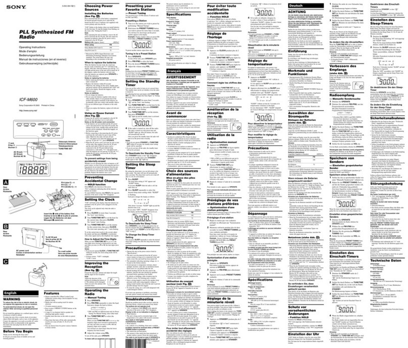 Sony ICF-M600 Manuel utilisateur