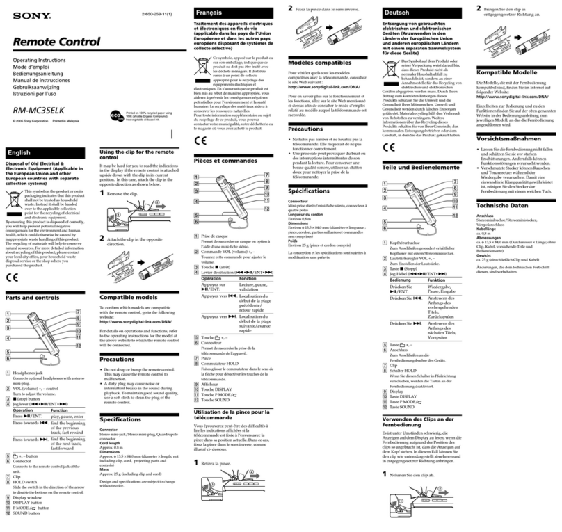 Sony RM-MC35ELK Manuel utilisateur