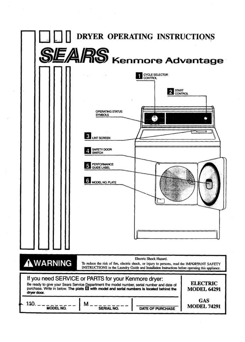 Sears Kenmore Advantage 64291 Manuel utilisateur