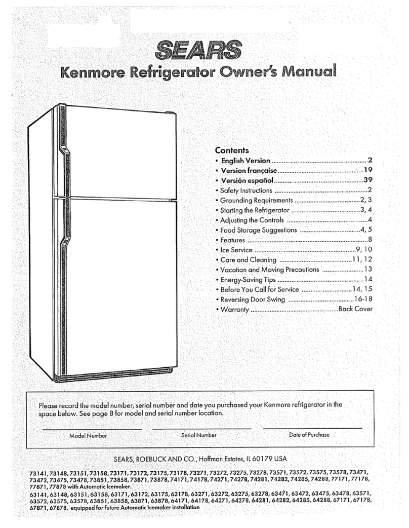 Kenmore Refrigerator Manuel utilisateur