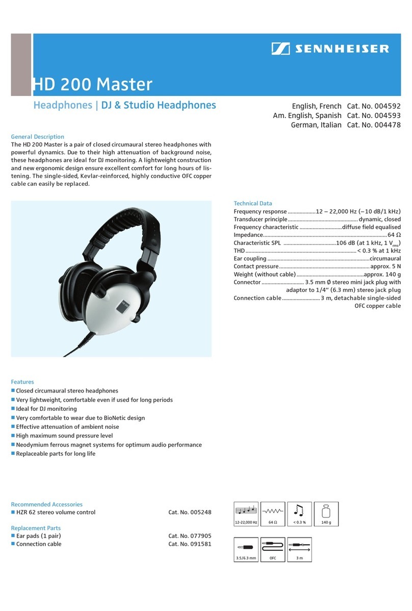 Sennheiser HD 200 Master Manuel utilisateur Sennheiser HD 200 Master Manuel utilisateur