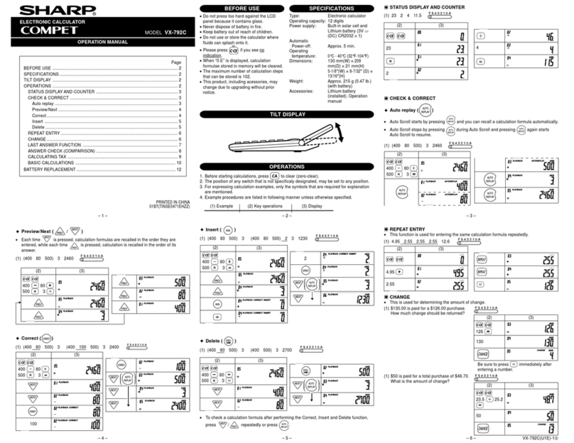 Sharp Compet VX-792C Manuel utilisateur