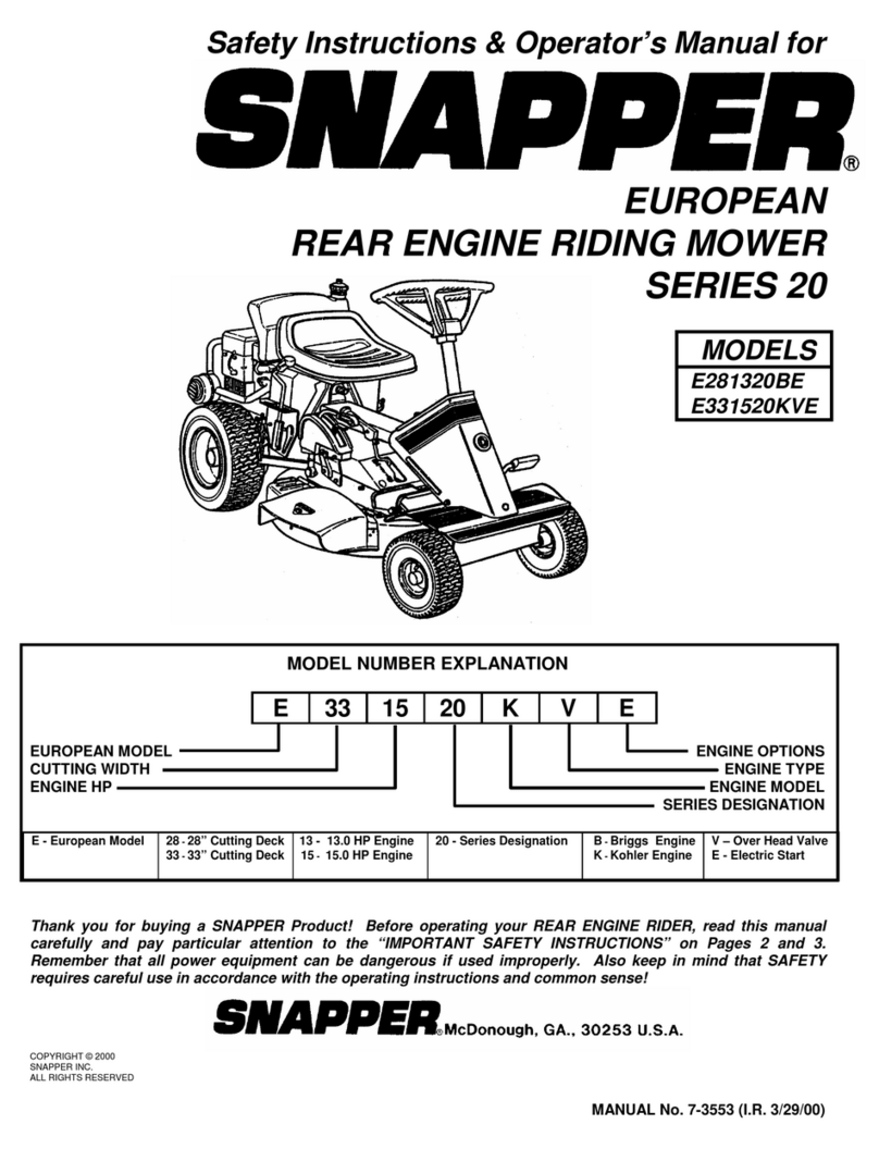 Snapper E281320BE, E331520KVE Manuel d'exploitation et d'entretien Snapper E281320BE, E331520KVE Manuel d'exploitation et d'entretien