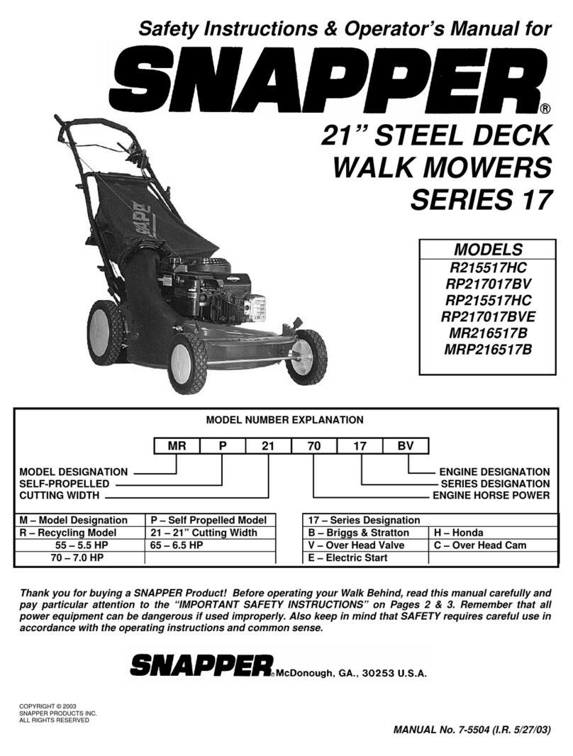 Snapper MR216517B Manuel d'exploitation et d'entretien