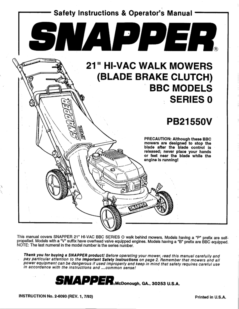 Snapper PB21550V Manuel d'exploitation et d'entretien