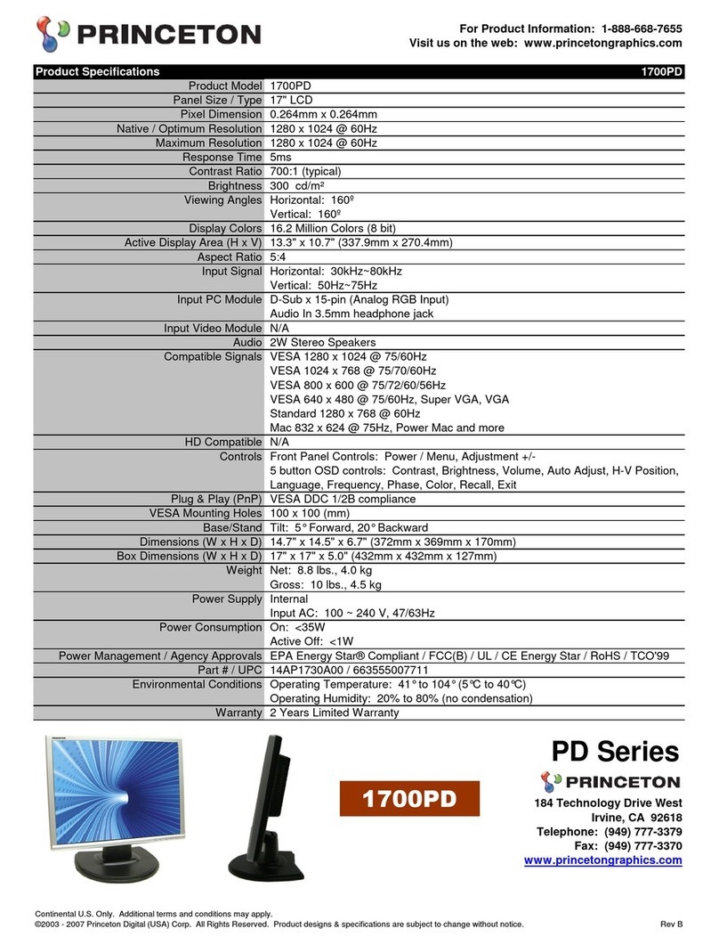 Princeton 1700PD Instructions d'installation Princeton 1700PD Instructions d'installation