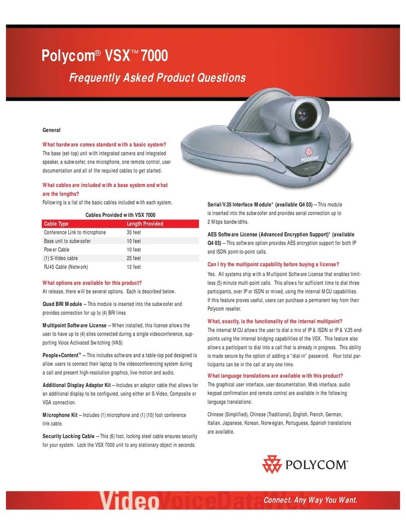 Polycom ViewStation vsx7000 Mode d’emploi Polycom ViewStation vsx7000 Mode d’emploi